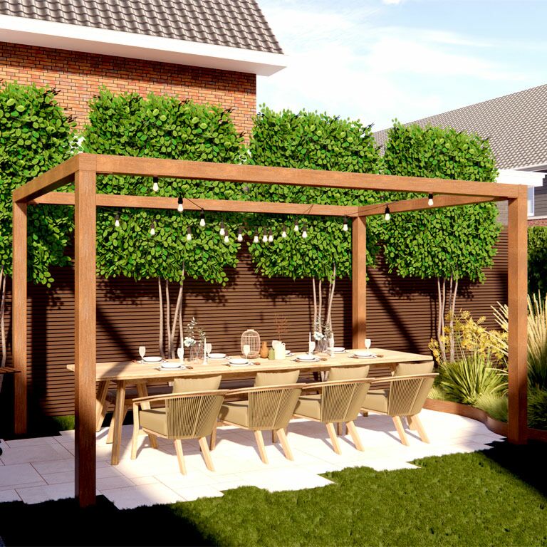Corten čelična pergola kvadrat sustav 224 x 200 cm