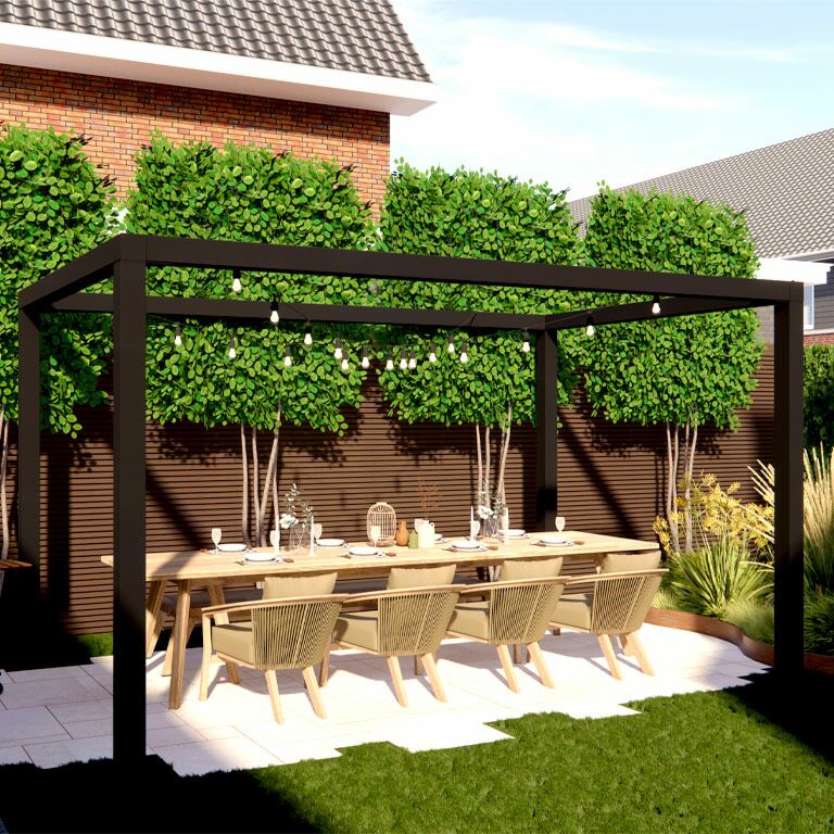 Praškasto lakirane čelična pergola kvadrat sustav 324 x 300 cm