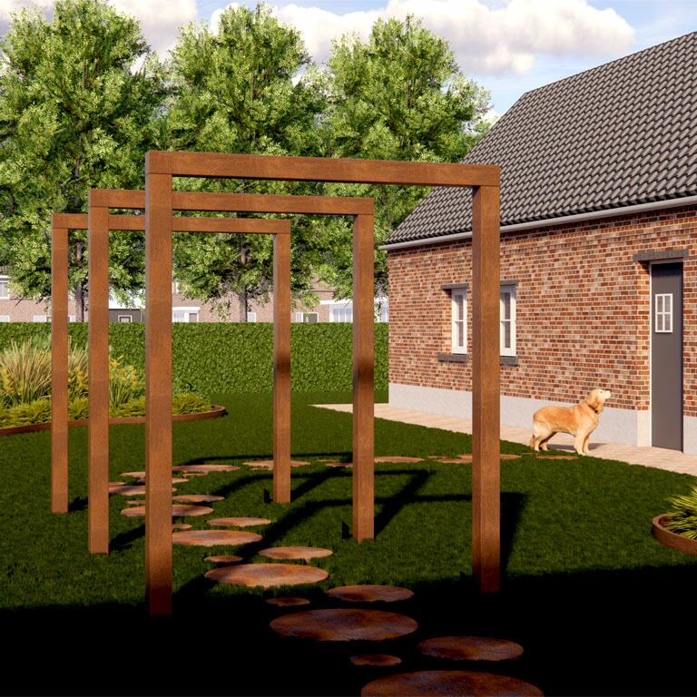 Corten čelična pergola ravno 400 cm