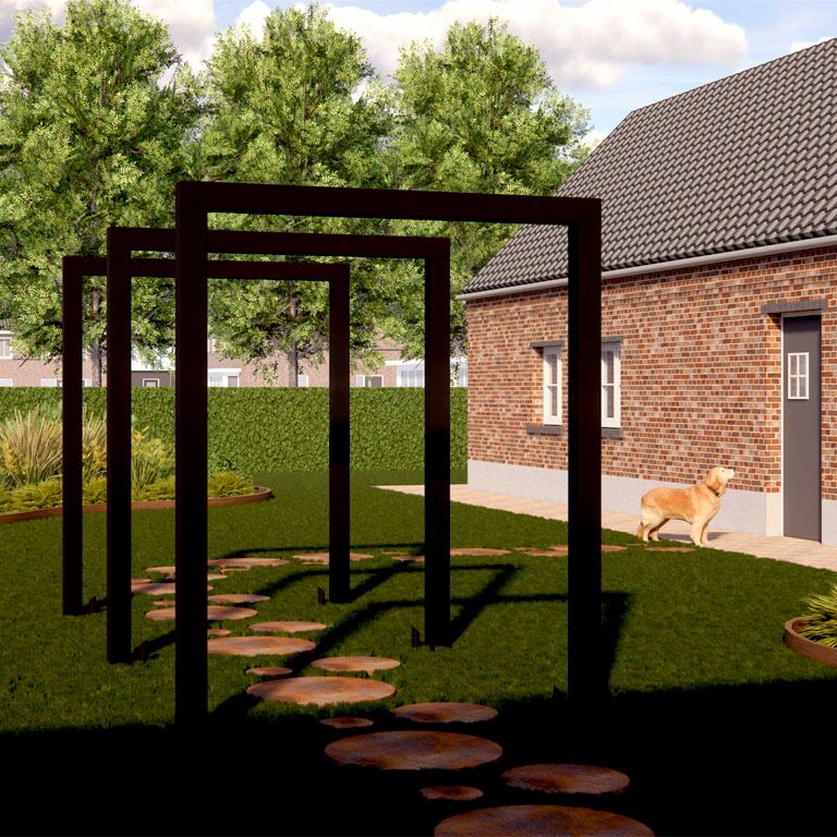 Praškasto lakirane čelična pergola ravno 200 cm