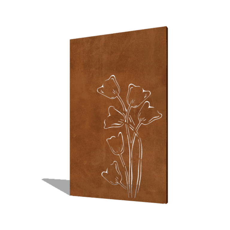 Corten čelični vrtni panel stup asimetrično 120 x 6 x 190 cm