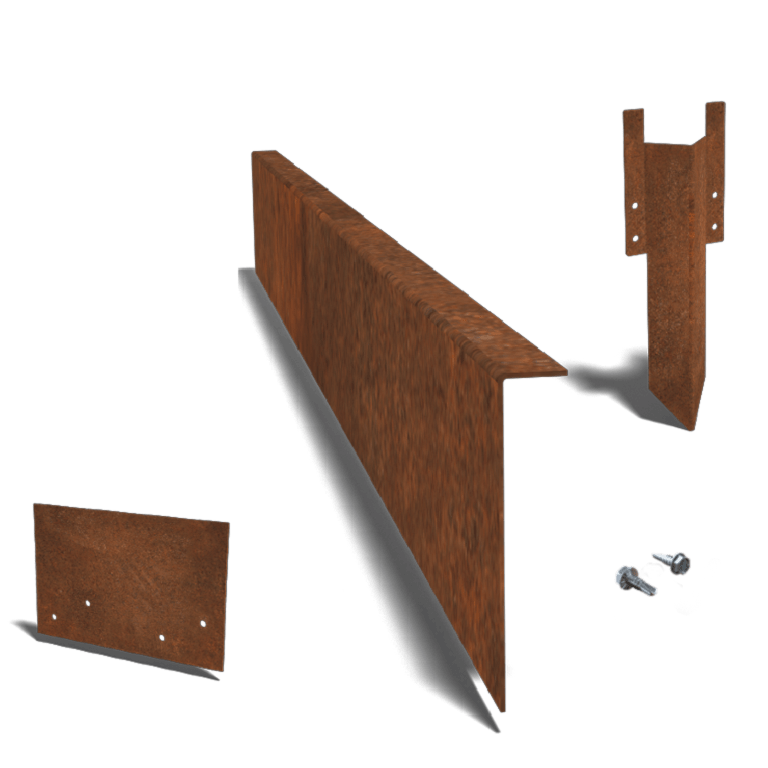 Corten čelične rubnjaci za travnjak kutno 12 cm kompletna oprema po 15 metara