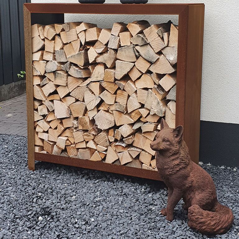 Corten čelično spremište za drva Indiana 100 x 100 x 40 cm