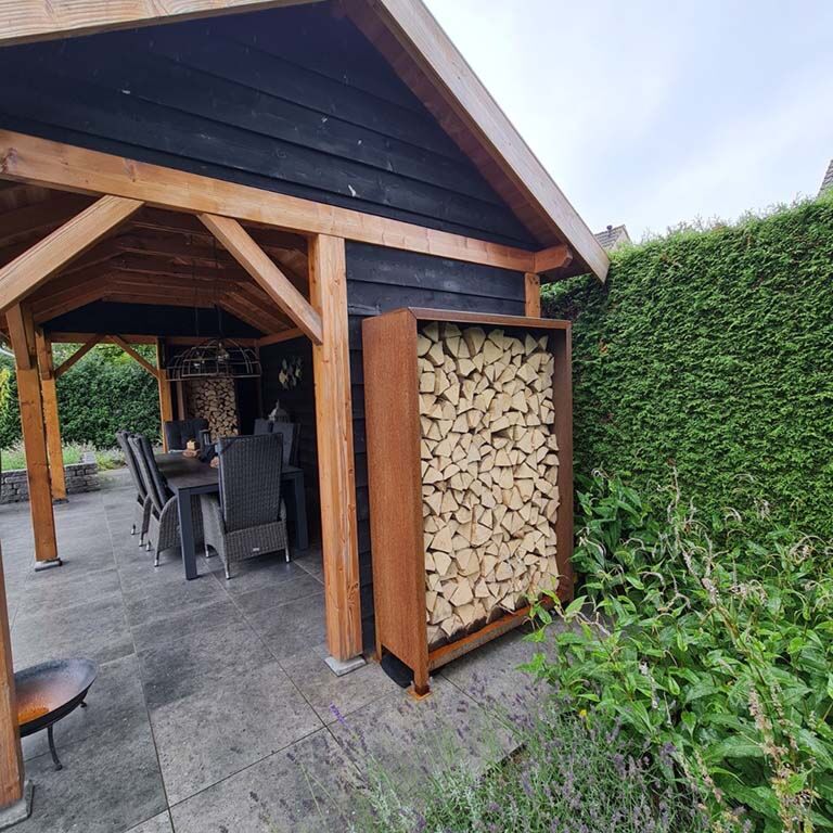 Corten čelično spremište za drva Indiana 180 x 120 x 40 cm