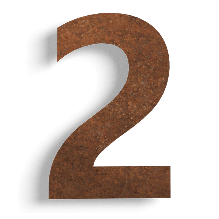 Corten čelik (ploča)kućni brojevi 2 - 15 cm