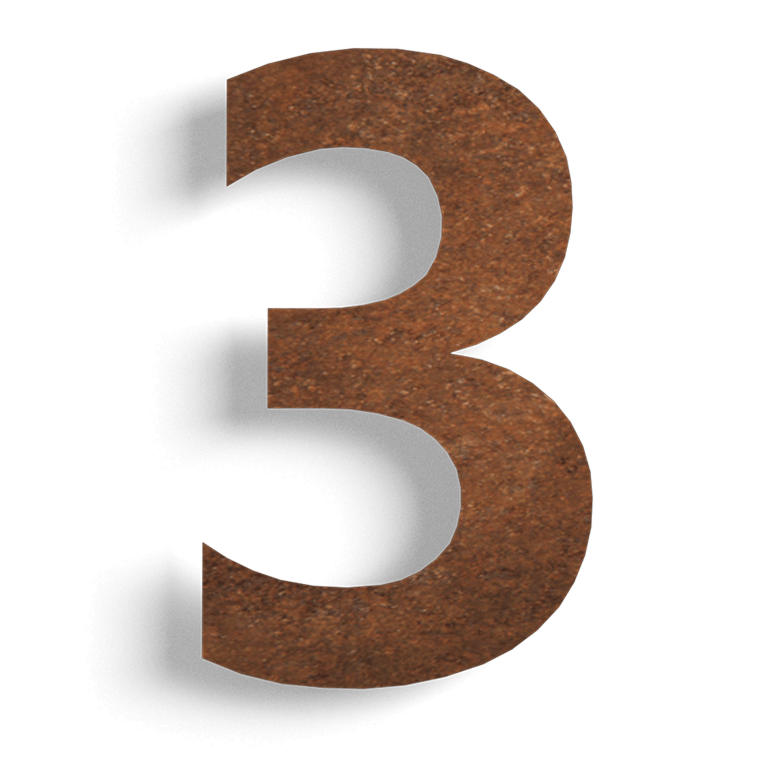 Corten čelični kućni broj 3 - 30 cm