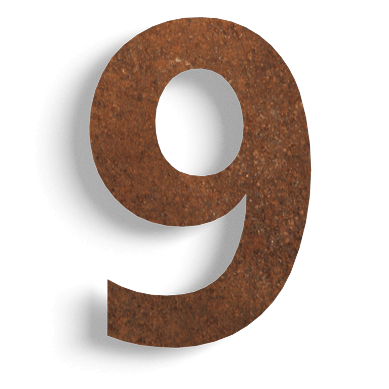 Corten čelični kućni broj 9 - 50 cm