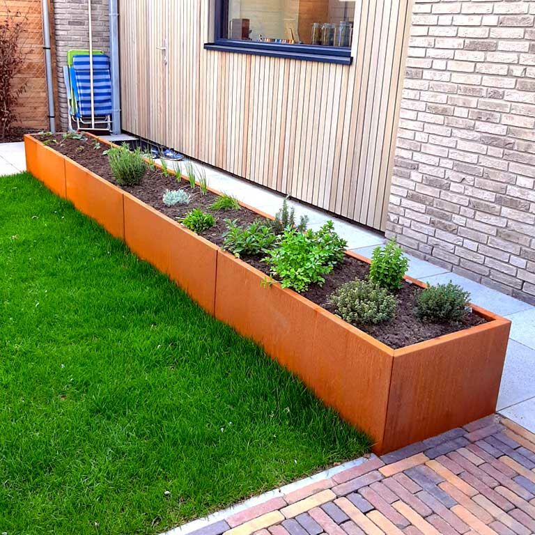 Corten čelična tegla za cvijeće Texas xxl 480 x 80 cm