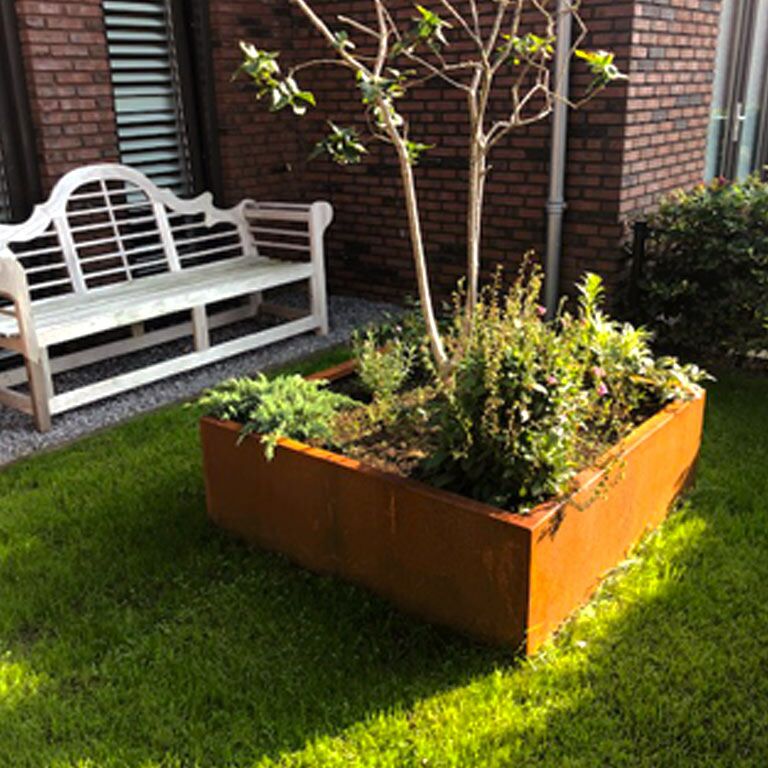 Zavarena corten čelična tegla za cvijeće Montana 140 x 140 x 60 cm