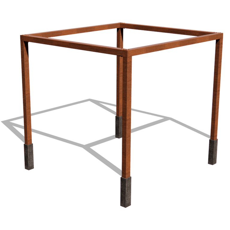 Corten čelična pergola kvadrat sustav 324 x 300 cm