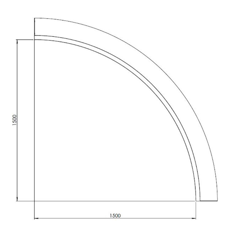 Praškasto lakirane čelični potporni zid unutarnji luk 150 x 150 cm (visina 60 cm)