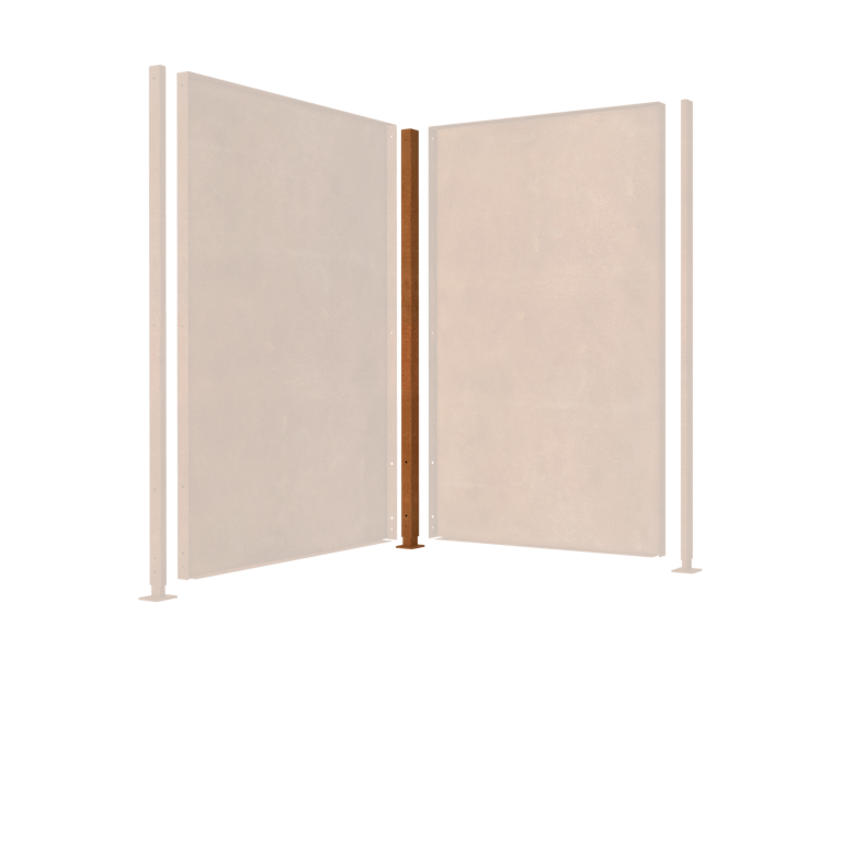 Corten čelični stup kut s ravna baza 190 x 6 x 6 cm