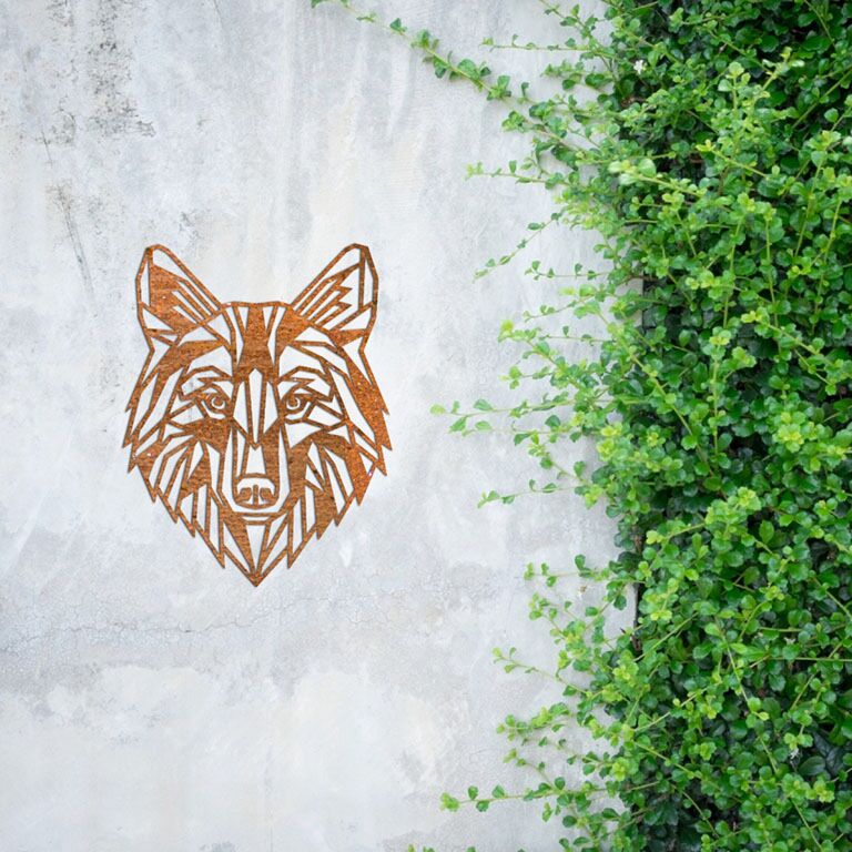 Corten čelična zidna dekoracija Vuk 1.0