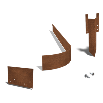 Corten čelične rubnjaci za travnjak FLEX izravnato 13 cm kompletna oprema po 15 metara
