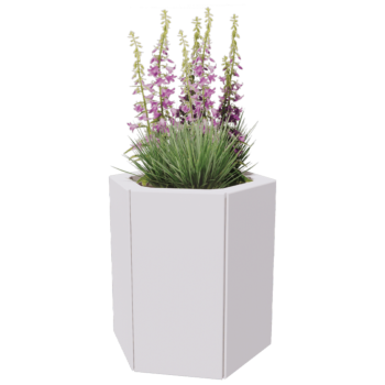 Čelična tegla za cvijeće - Šesterokut - 39,3 x 34,6 x 30 cm - Druga RAL boja - S donjom pločom - S nogama