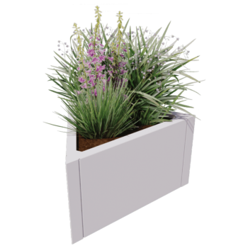 Čelična tegla za cvijeće - Trokut jednakostraničan - 70,6 x 61 x 60 cm - RAL9010 mat (bijela) - Bez donje ploče