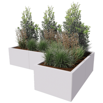 Čelična tegla za cvijeće - L-oblik - 180 x 120 x 60 cm - Druga RAL boja - S donjom pločom