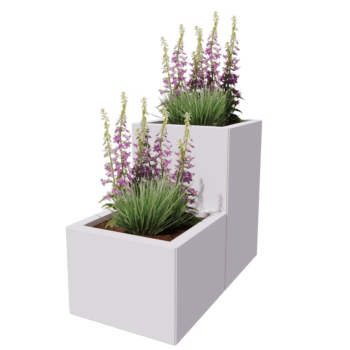 Čelična tegla za cvijeće - 2-dijelni stepeničasti model - 80 x 40 x 60 cm - Druga RAL boja - S donjom pločom