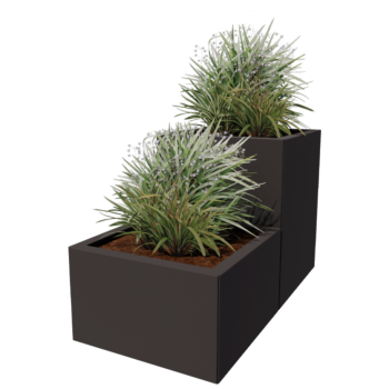 Čelična tegla za cvijeće - 2-dijelni stepeničasti model - 100 x 50 x 60 cm - Druga RAL boja - Bez donje ploče