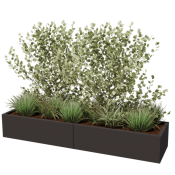 Čelična tegla za cvijeće XXL - Pravokutnik - 200 x 50 x 60 cm - Druga RAL boja - Bez donje ploče