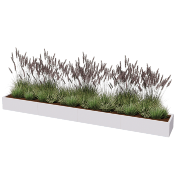 Čelična tegla za cvijeće XXL - Pravokutnik - 400 x 50 x 50 cm - RAL9010 mat (bijela) - S donjom pločom
