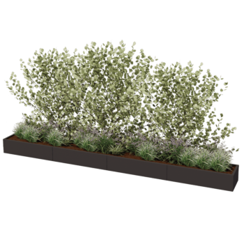 Čelična tegla za cvijeće XXL - Pravokutnik - 480 x 50 x 30 cm - RAL9005 mat (crna) - S donjom pločom