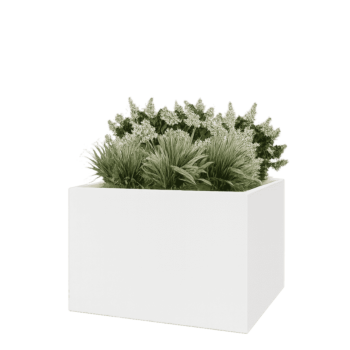 Čelična tegla za cvijeće - Pravokutnik - 120 x 100 x 80 cm - RAL9010 mat (bijela) - Bez donje ploče