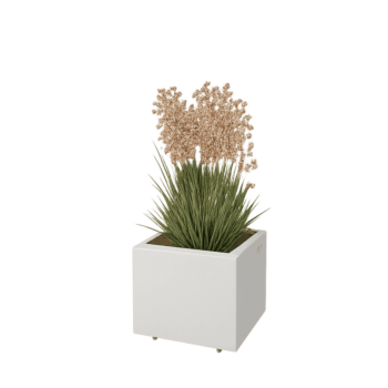Čelična tegla za cvijeće - Pravokutnik - 40 x 30 x 30 cm - RAL9010 mat (bijela) - S donjom pločom - S nogama