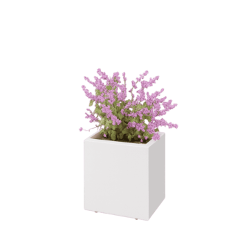 Čelična tegla za cvijeće - Pravokutnik - 40 x 30 x 40 cm - RAL9010 mat (bijela) - S donjom pločom - S nogama