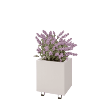 Čelična tegla za cvijeće - Pravokutnik - 40 x 30 x 40 cm - RAL9010 mat (bijela) - S donjom pločom - S kotačima
