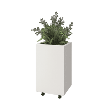 Čelična tegla za cvijeće - Pravokutnik - 40 x 30 x 60 cm - RAL9010 mat (bijela) - S donjom pločom - S kotačima