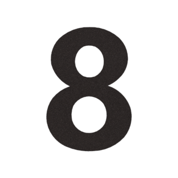 Inoks kućni broj 8 - 10,3 x 15 cm - RAL9005 fina struktura (crna)