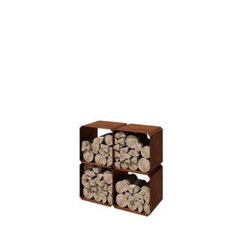 Corten čelik spremište za drva - Colorado 4 komada - 40 x 40 x 40 cm