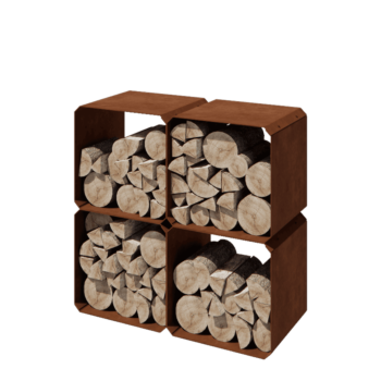 Corten čelik spremište za drva - Colorado 4 komada - 40 x 40 x 40 cm