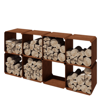Corten čelik spremište za drva - Colorado 8 komada - 40 x 40 x 40 cm