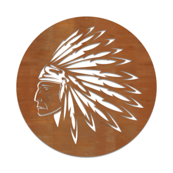 Corten čelika zidna dekoracija - Indijanac Large - 80 x 80 cm