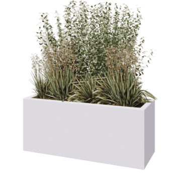 Stakloplastična tegla za cvijeće - Pravougaonik - 120 x 40 x 50 cm - RAL9010 mat (bijela) - S dnom