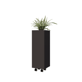 Čelična tegla za cvijeće - Kvadrat - 30 x 30 x 80 cm - RAL7016 mat (antracit siva) - S donjom pločom - S kotačima