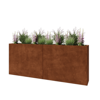 Corten čelik tegla za cvijeće XXL - Pravokutnik - 200 x 30 x 80 cm - S donjom pločom