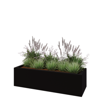 Stakloplastična tegla za cvijeće - Pravougaonik - 150 x 50 x 40 cm - RAL9005 mat (crna) - S dnom