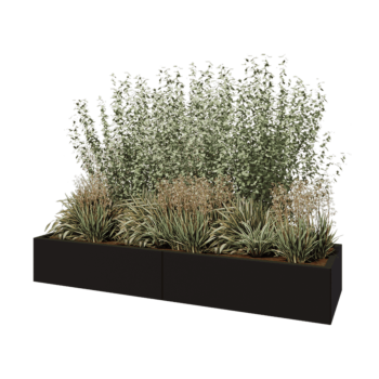 Čelična tegla za cvijeće XXL - Pravokutnik - 200 x 60 x 30 cm - RAL9005 mat (crna) - Bez donje ploče