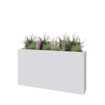 Stakloplastična tegla za cvijeće - Pravougaonik - 150 x 25 x 80 cm - RAL9010 mat (bijela) - S dnom