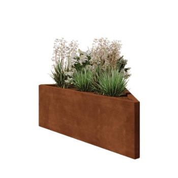 Corten čelik tegla za cvijeće - Trokut raznostrani - 112,2 x 60,5 x 40 cm - Bez donje ploče