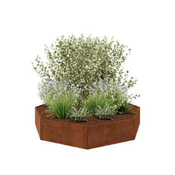 Corten čelik tegla za cvijeće - Osmerokut - 241,4 x 241,4 x 40 cm - Bez donje ploče