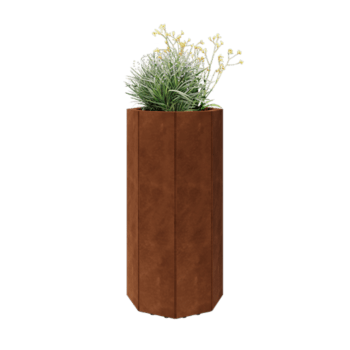 Corten čelik tegla za cvijeće - Osmerokut - 48,3 x 48,3 x 100 cm - S donjom pločom - S nogama