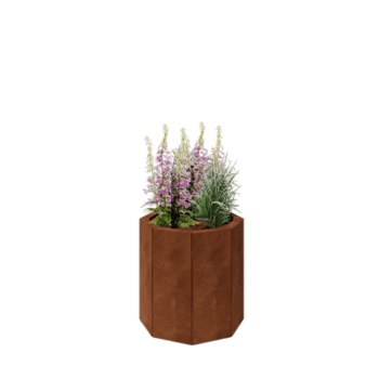 Corten čelik tegla za cvijeće - Osmerokut - 48,3 x 48,3 x 50 cm - S donjom pločom