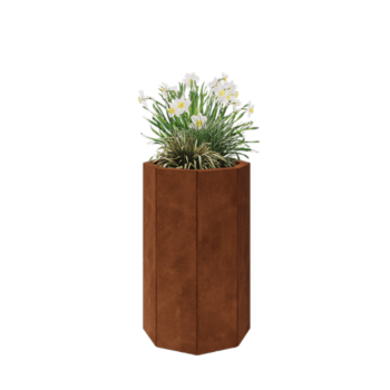 Corten čelik tegla za cvijeće - Osmerokut - 48,3 x 48,3 x 80 cm - S donjom pločom