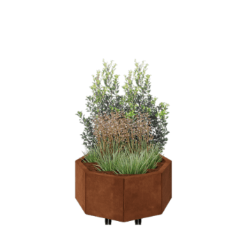 Corten čelik tegla za cvijeće - Osmerokut - 72,4 x 72,4 x 30 cm - S donjom pločom - S kotačima