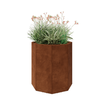 Corten čelik tegla za cvijeće - Osmerokut - 72,4 x 72,4 x 80 cm - S donjom pločom - S nogama
