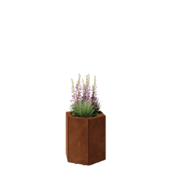 Corten čelik tegla za cvijeće - Šesterokut - 39,3 x 34,6 x 40 cm - S donjom pločom - S nogama